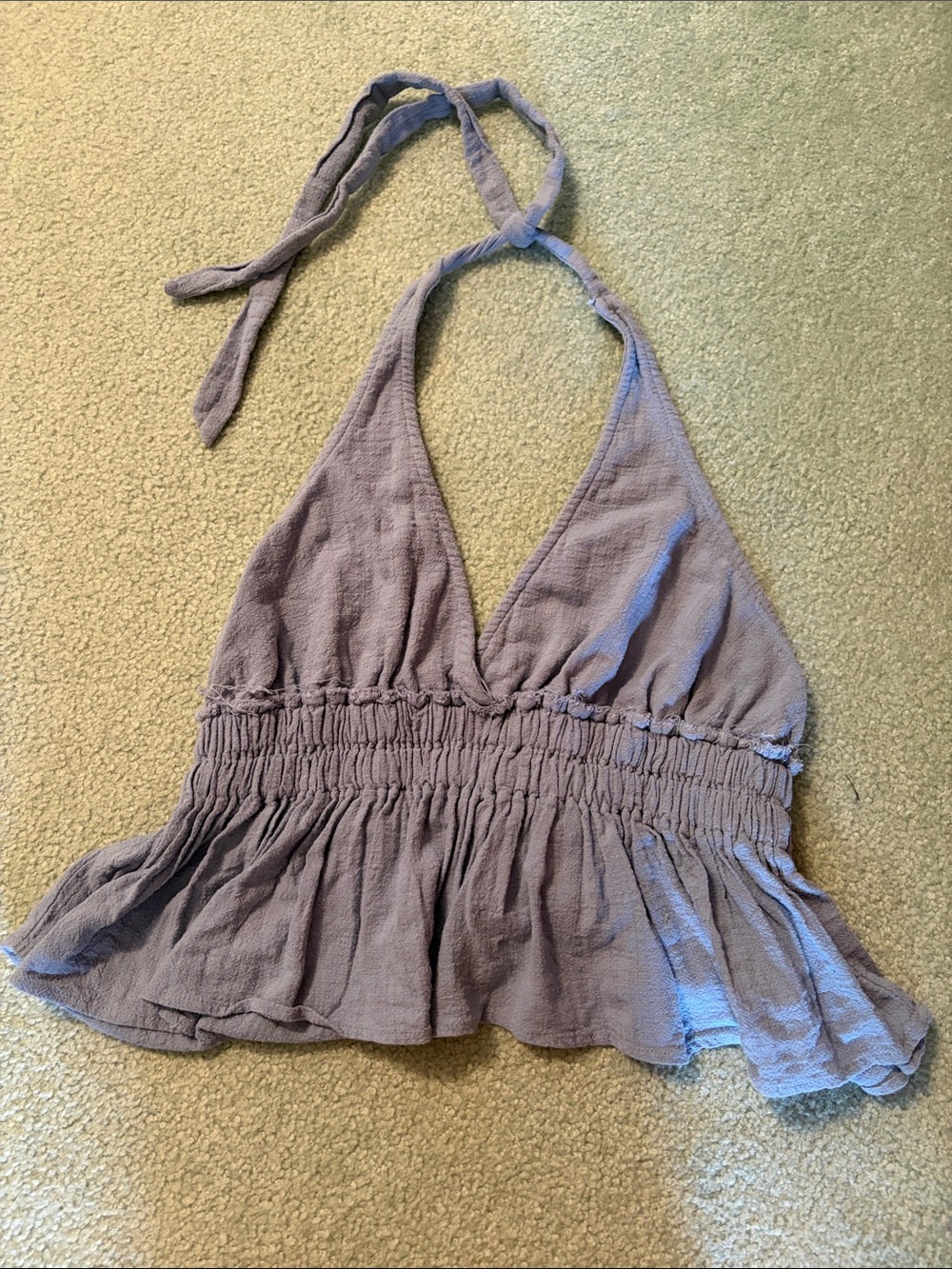 Ocean Drive Blue Halter Smocked Peplum Cami